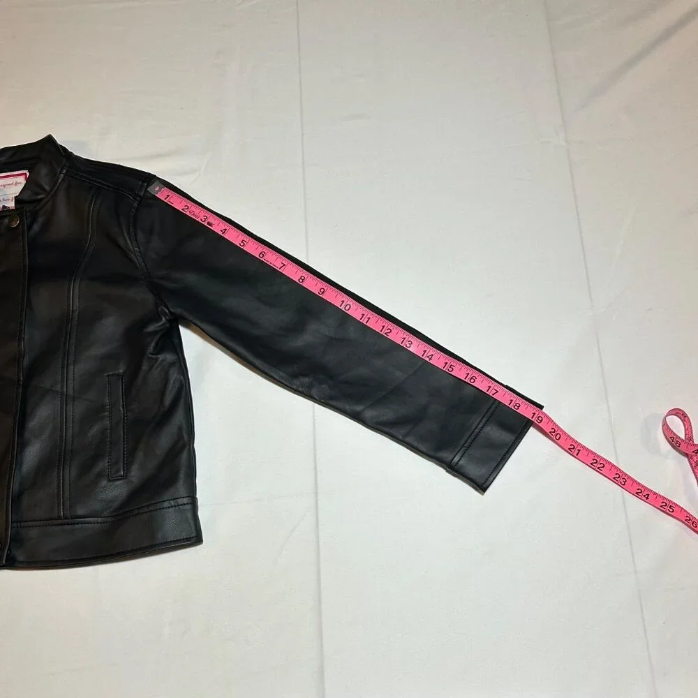 Gymbore Girls Medium 7/8 Black City Kitty Faux Leather Jacket